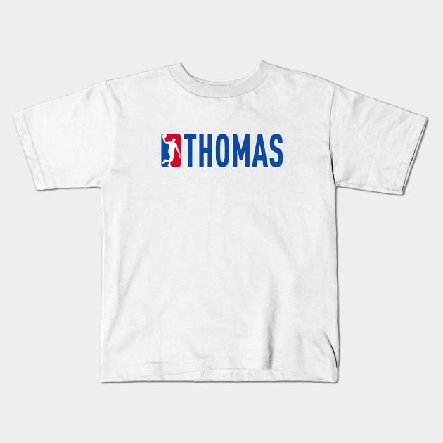 Thomas NBA Basketball Custom Player Your Name T-Shirt Kids T-Shirt by Baseball Your Name